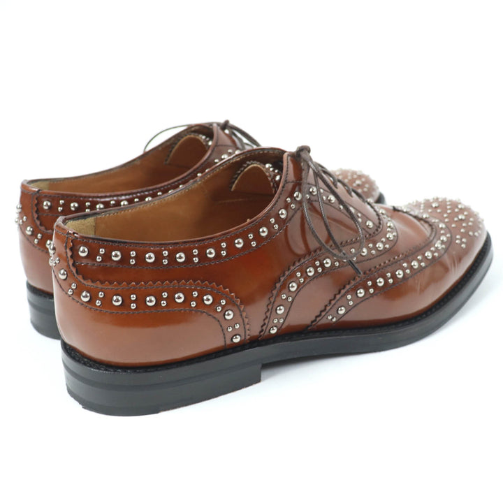 Great CHURCH'S Leather shoes Burwood Met Studs Wingtip Brown leather Women 36.5