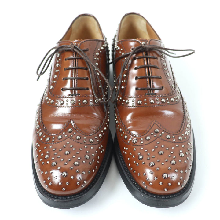 Great CHURCH'S Leather shoes Burwood Met Studs Wingtip Brown leather Women 36.5