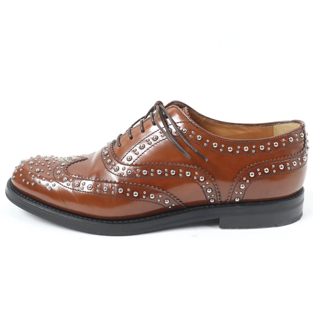 Great CHURCH'S Leather shoes Burwood Met Studs Wingtip Brown leather Women 36.5