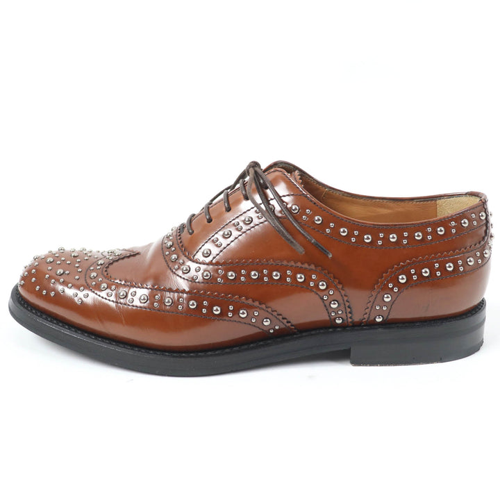 Great CHURCH'S Leather shoes Burwood Met Studs Wingtip Brown leather Women 36.5