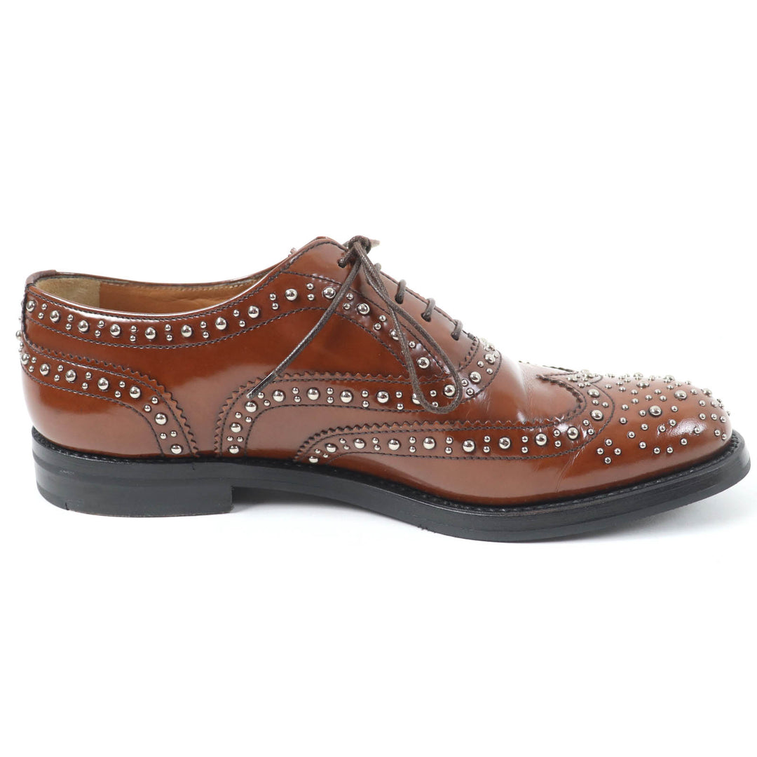 Great CHURCH'S Leather shoes Burwood Met Studs Wingtip Brown leather Women 36.5