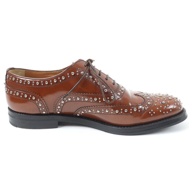 Great CHURCH'S Leather shoes Burwood Met Studs Wingtip Brown leather Women 36.5