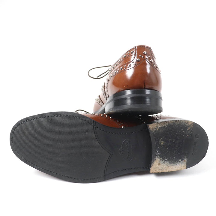 Great CHURCH'S Leather shoes Burwood Met Studs Wingtip Brown leather Women 36.5