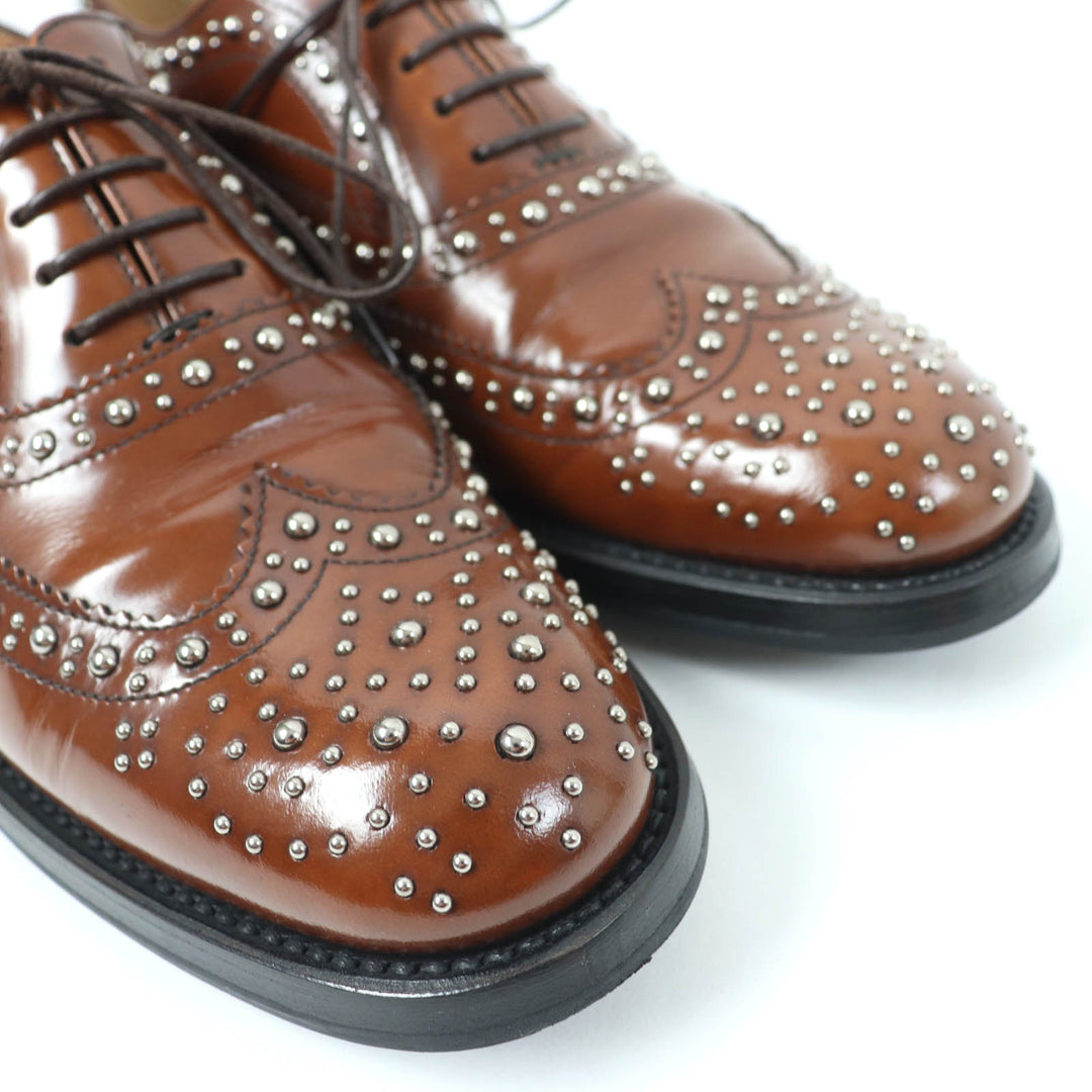 Great CHURCH'S Leather shoes Burwood Met Studs Wingtip Brown leather Women 36.5