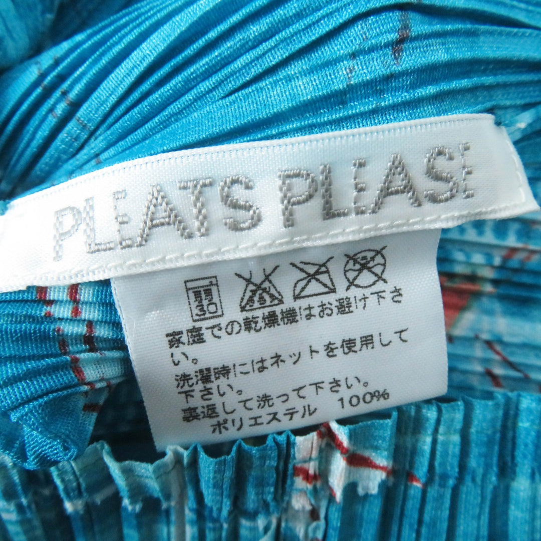 Excellent PLEATS PLEASE Short sleeve shirt Roller Coaster Print Light blue Women