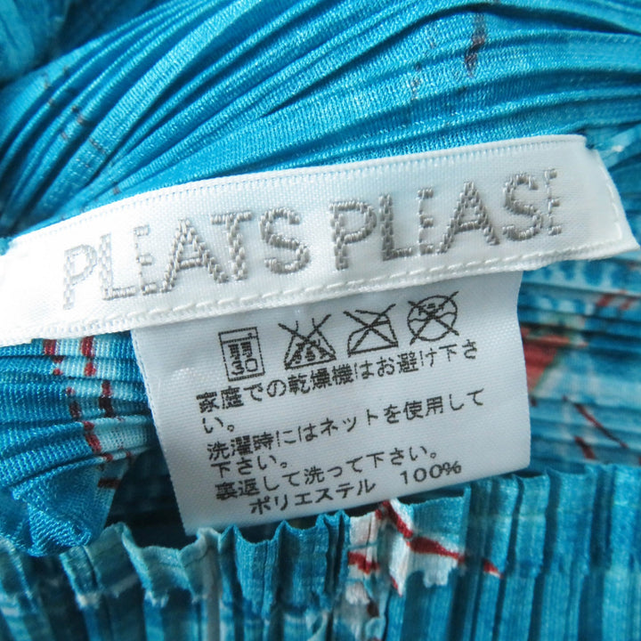 Excellent PLEATS PLEASE Short sleeve shirt Roller Coaster Print Light blue Women