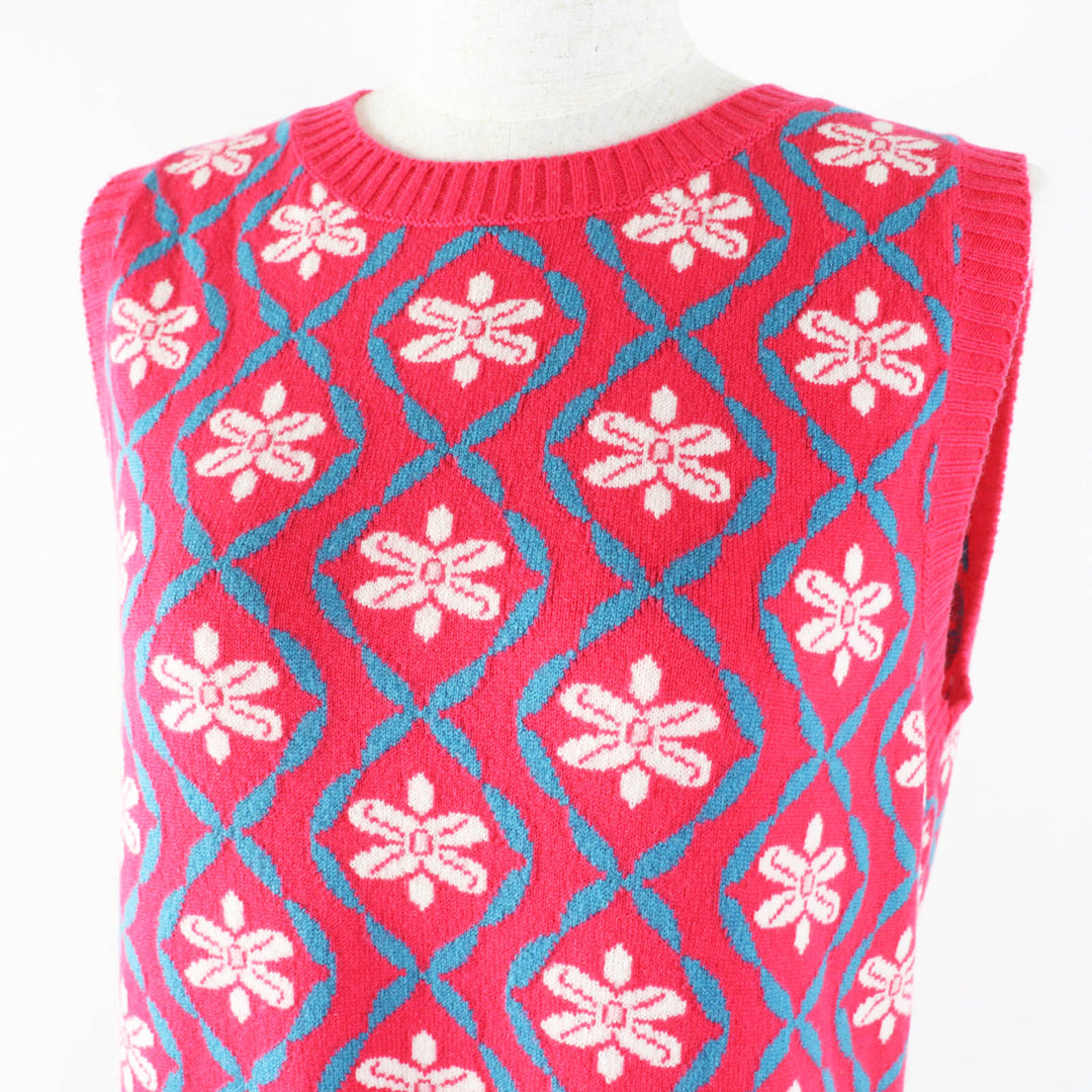 Excellent CHANEL one piece Sleeveless long knit Pink cashmere Women 38 P55807