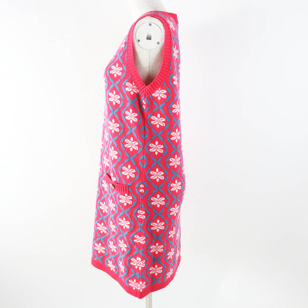 Excellent CHANEL one piece Sleeveless long knit Pink cashmere Women 38 P55807