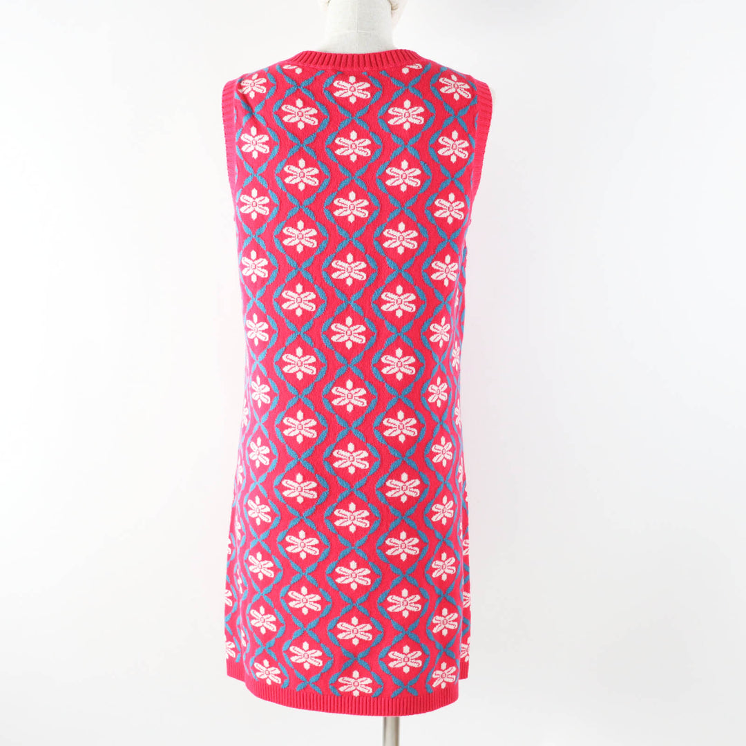 Excellent CHANEL one piece Sleeveless long knit Pink cashmere Women 38 P55807