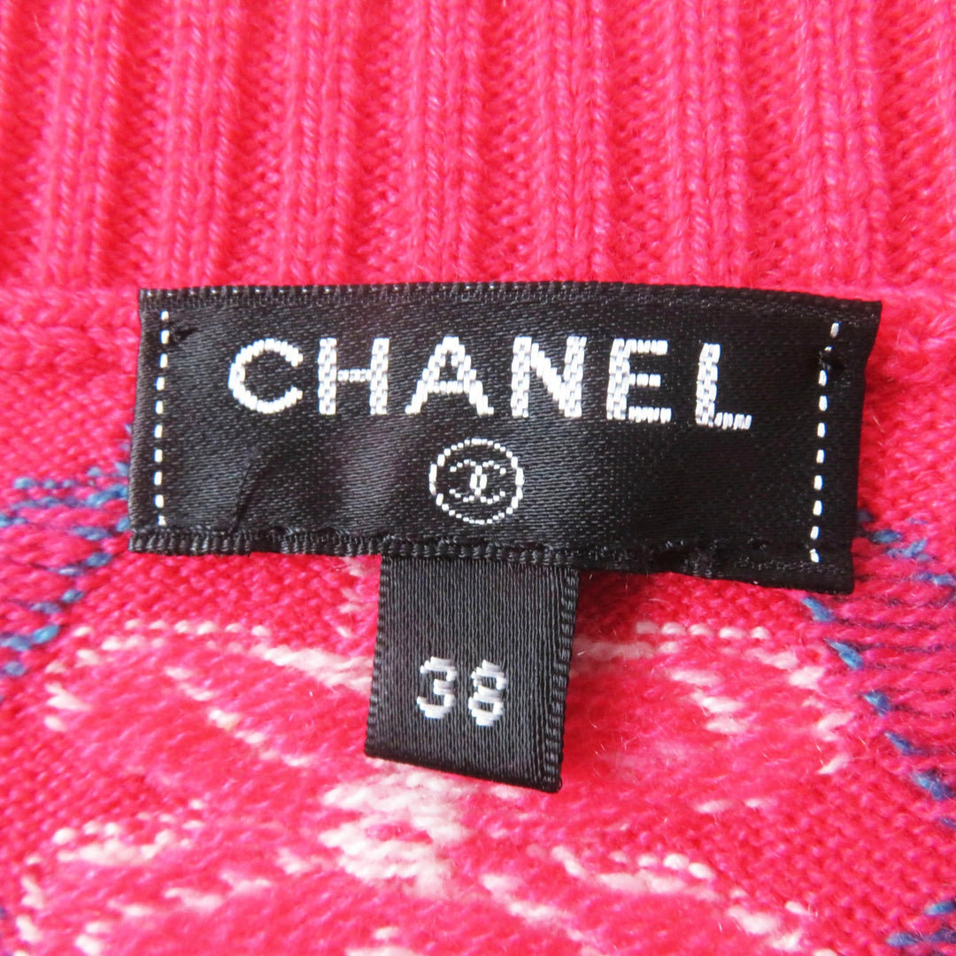 Excellent CHANEL one piece Sleeveless long knit Pink cashmere Women 38 P55807