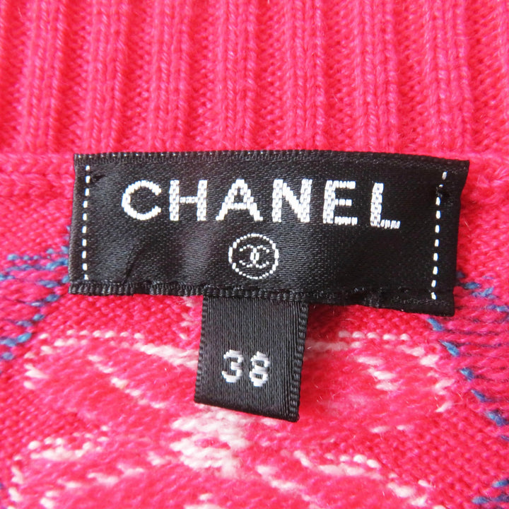Excellent CHANEL one piece Sleeveless long knit Pink cashmere Women 38 P55807
