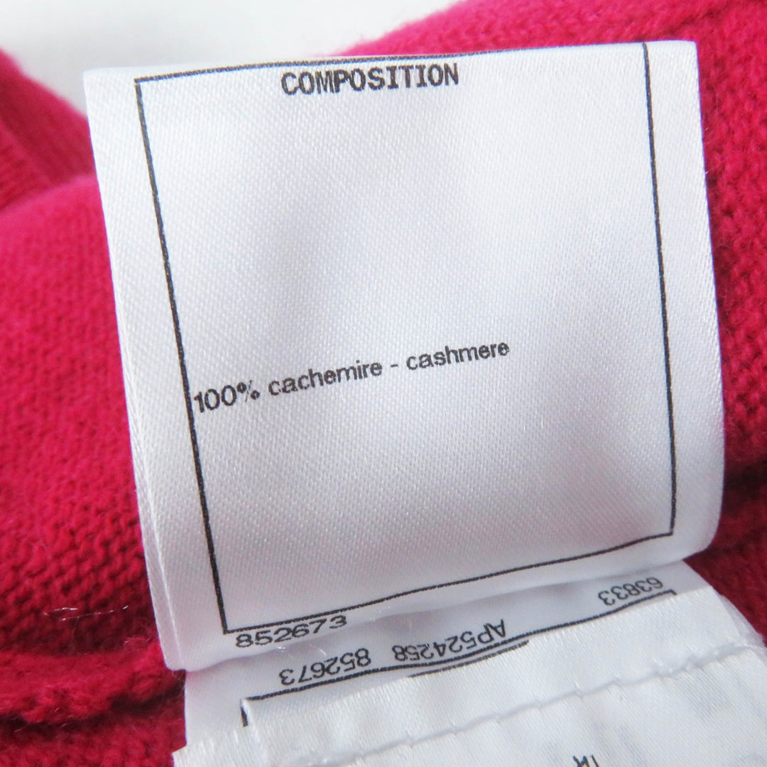 Excellent CHANEL cardigan Lucky Charm Cropped Knit shocking pink cashmere Women 34 P73483