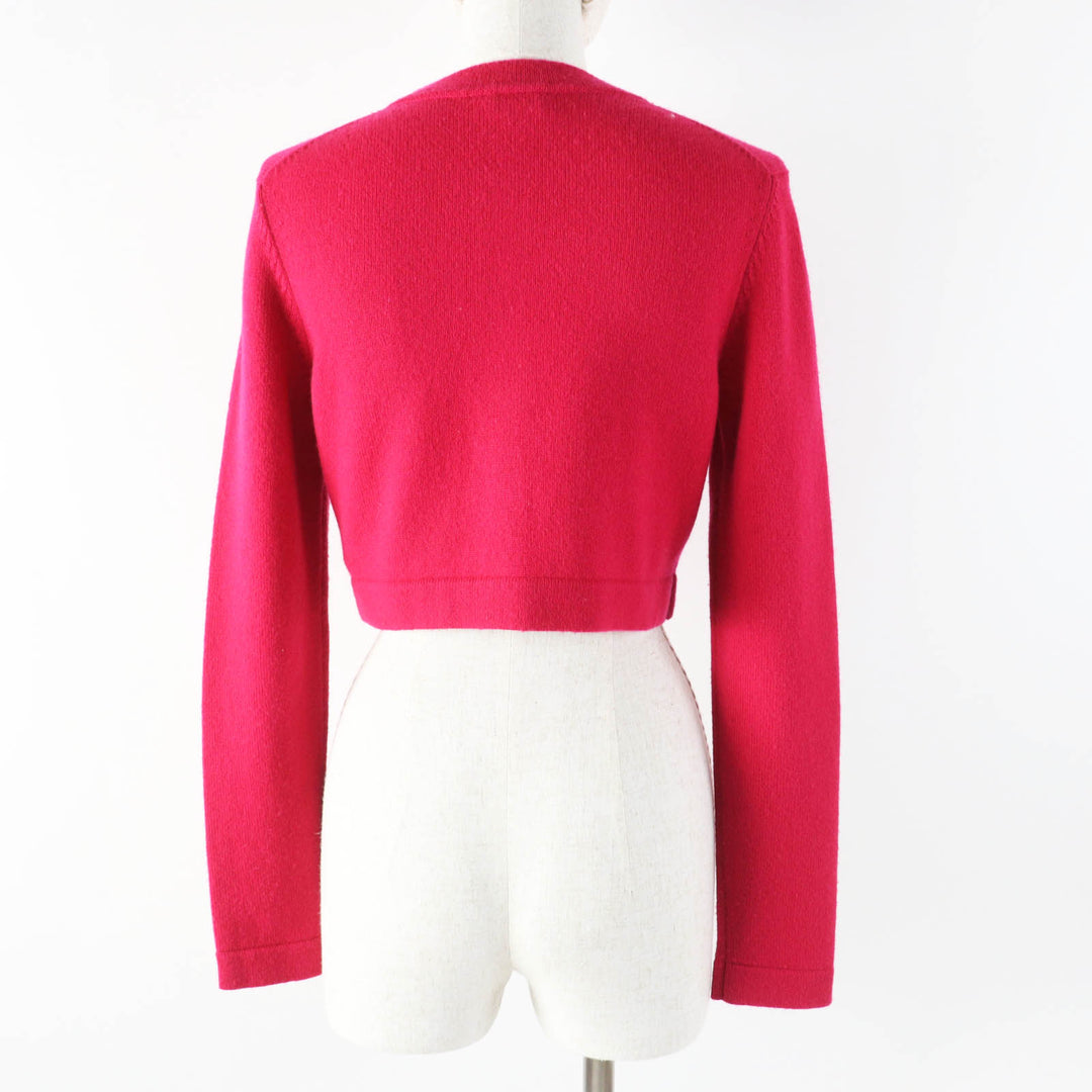 Excellent CHANEL cardigan Lucky Charm Cropped Knit shocking pink cashmere Women 34 P73483