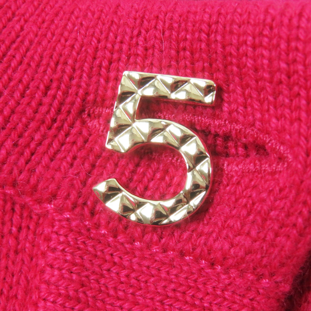 Excellent CHANEL cardigan Lucky Charm Cropped Knit shocking pink cashmere Women 34 P73483