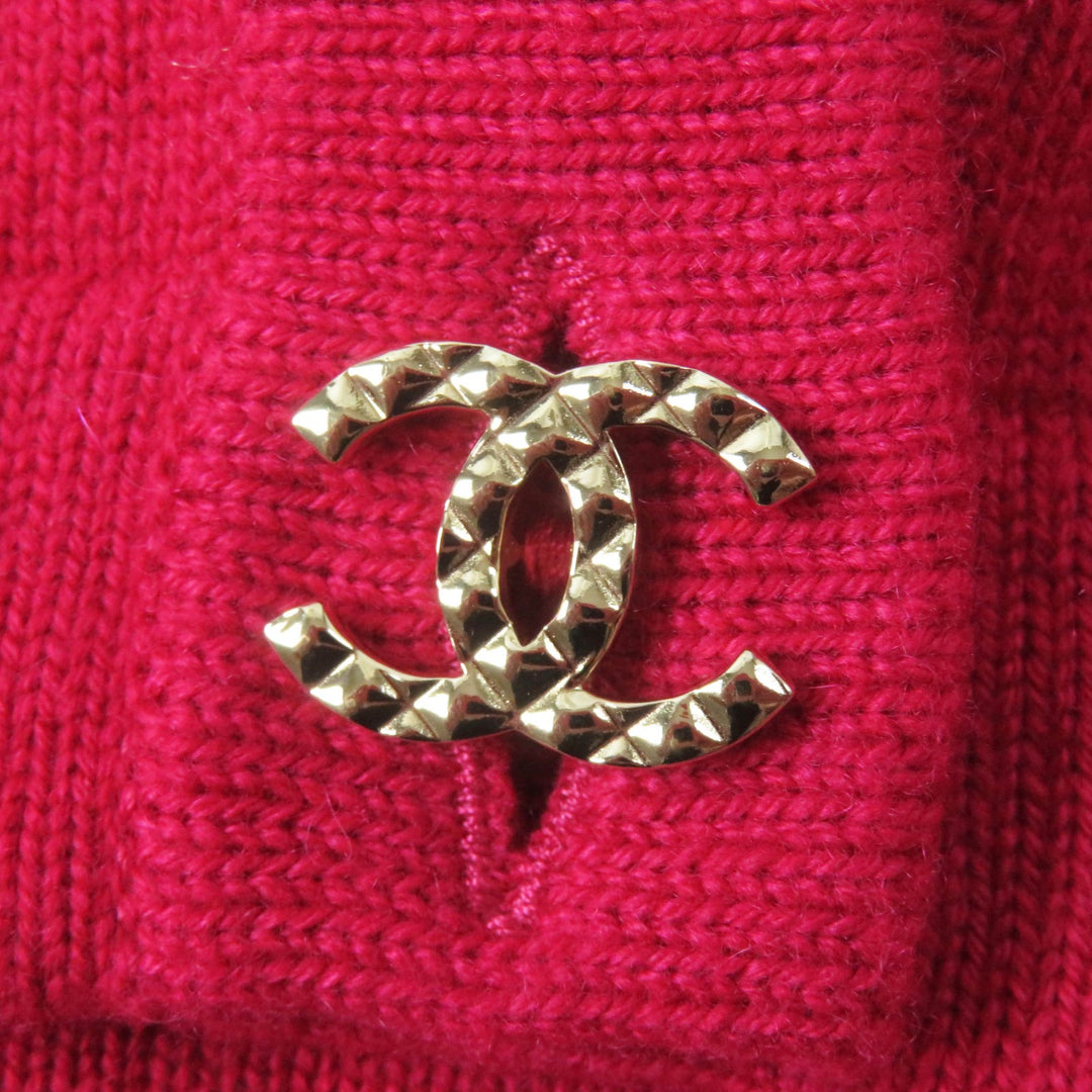 Excellent CHANEL cardigan Lucky Charm Cropped Knit shocking pink cashmere Women 34 P73483