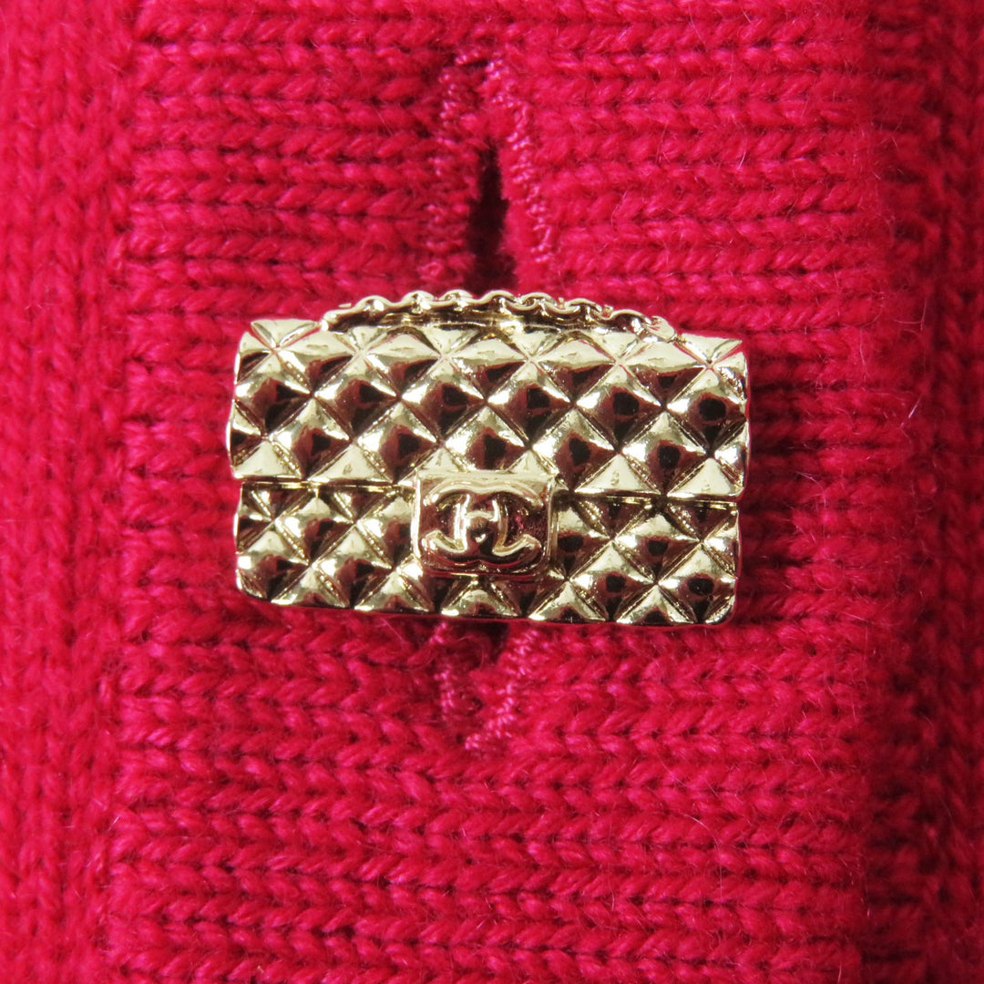 Excellent CHANEL cardigan Lucky Charm Cropped Knit shocking pink cashmere Women 34 P73483
