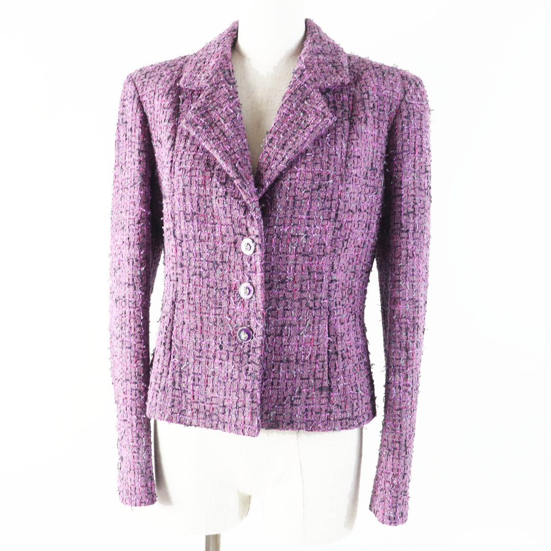Excellent CHANEL Jacket lion button purple acrylic Women 36 22P P72383