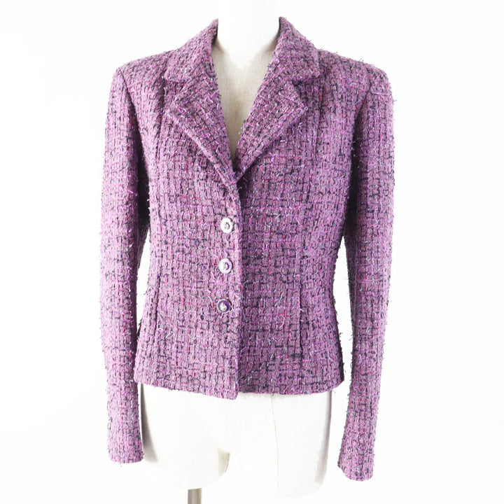 Excellent CHANEL Jacket lion button purple acrylic Women 36 22P P72383
