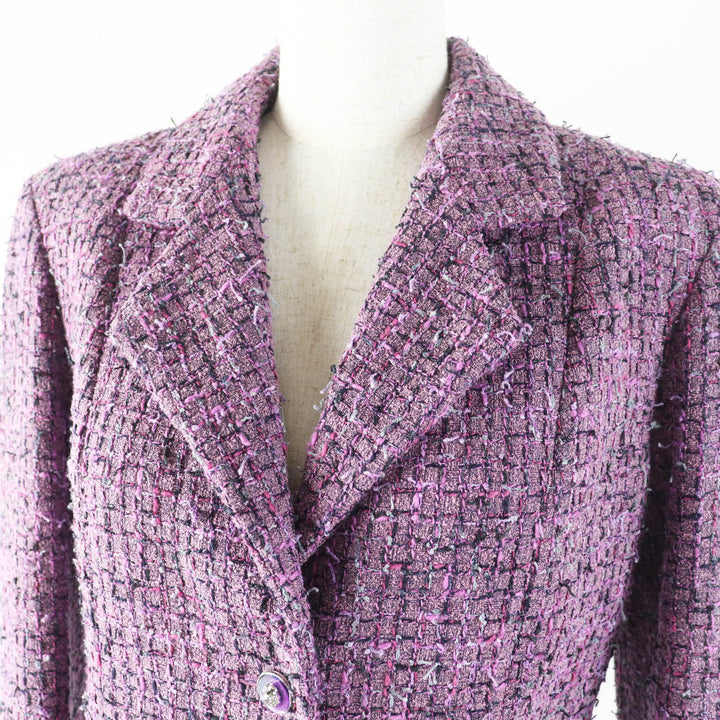 Excellent CHANEL Jacket lion button purple acrylic Women 36 22P P72383