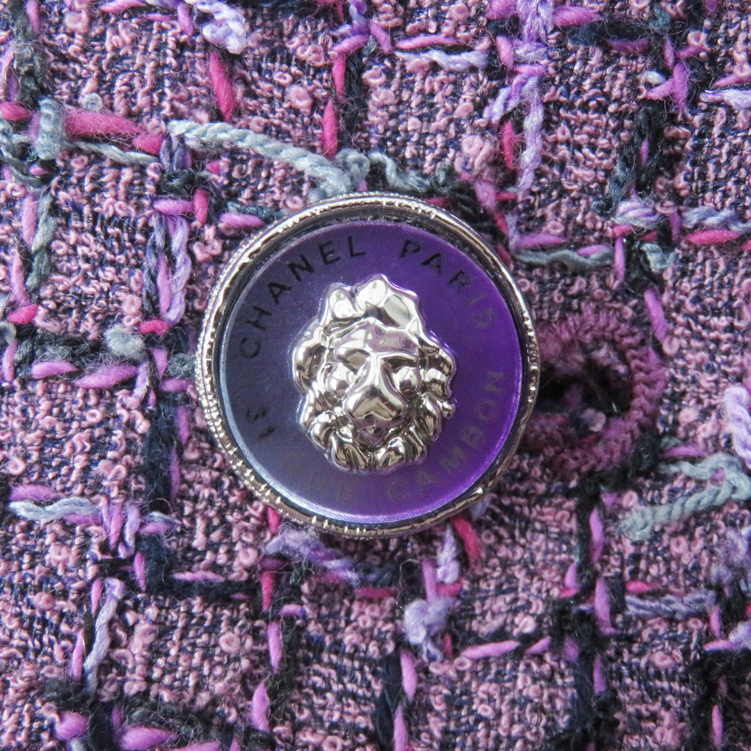 Excellent CHANEL Jacket lion button purple acrylic Women 36 22P P72383
