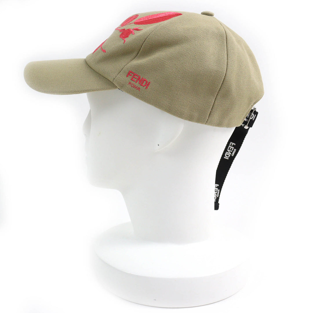 Pristine FENDI cap Logo Floral Rose Embroidery Baseball Cap Hat Women 58 FXQ675