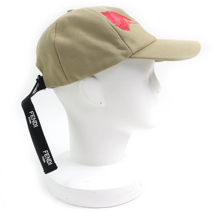 Pristine FENDI cap Logo Floral Rose Embroidery Baseball Cap Hat Women 58 FXQ675