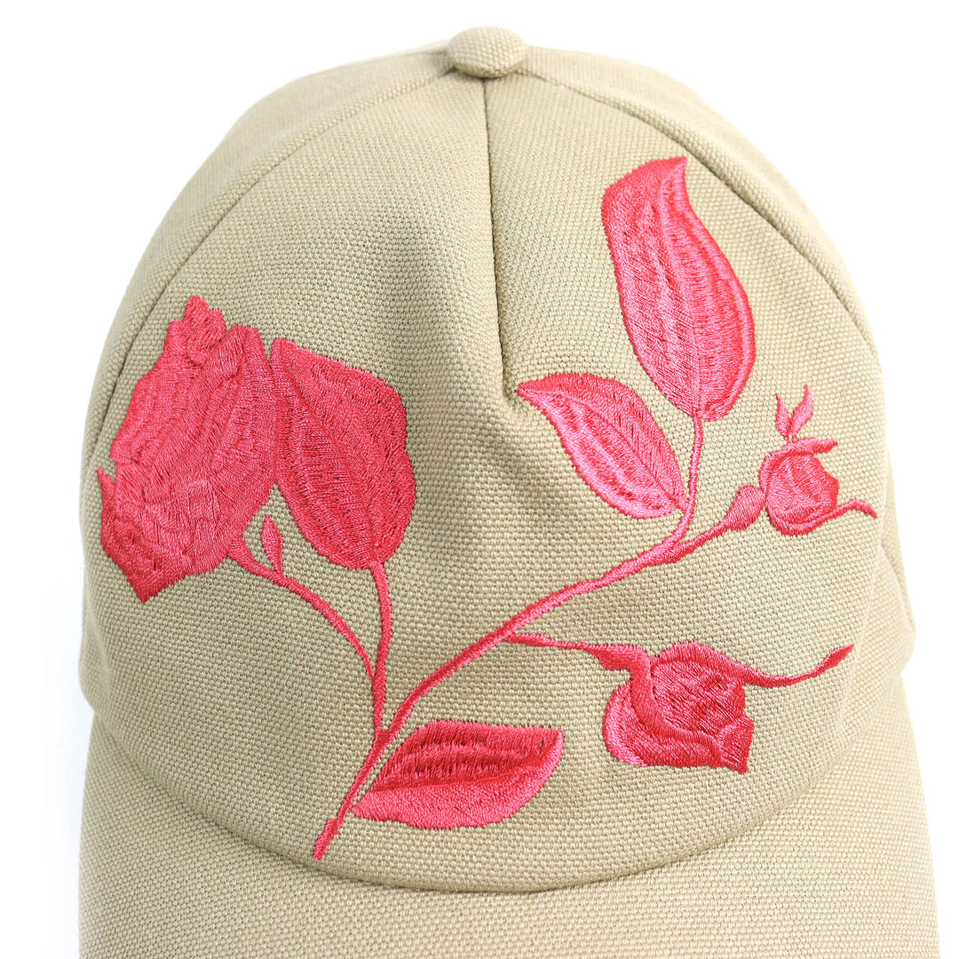 Pristine FENDI cap Logo Floral Rose Embroidery Baseball Cap Hat Women 58 FXQ675