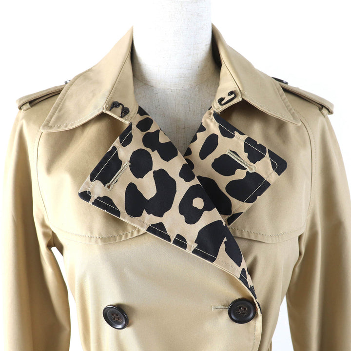 Excellent COACH trench coat Leopard Pattern Lining Logo Button Belt Included XS