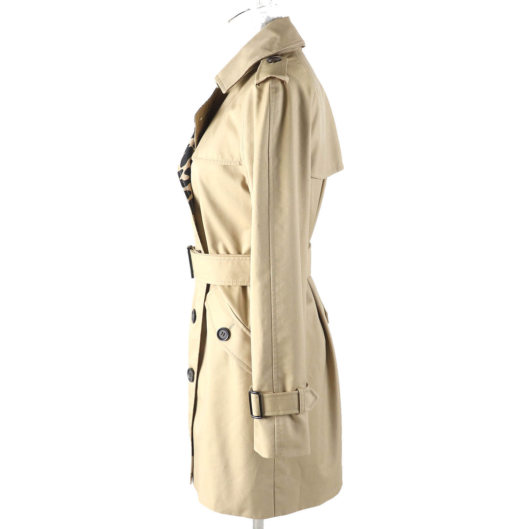 Excellent COACH trench coat Leopard Pattern Lining Logo Button Belt Included XS