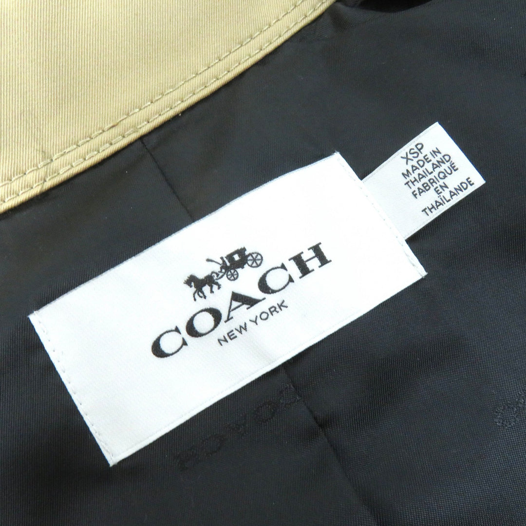 Excellent COACH trench coat Leopard Pattern Lining Logo Button Belt Included cotton XS