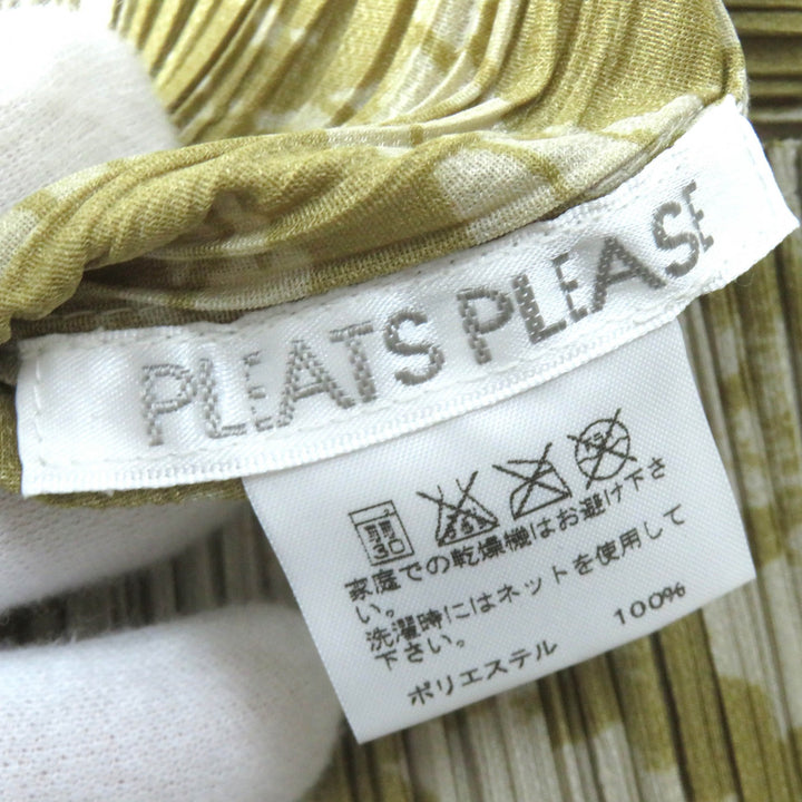 Excellent PLEATS PLEASE T-shirt Letter Print Skipper High Neck Beige Women 3