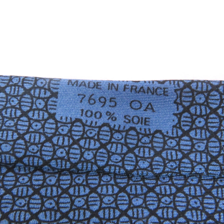 Excellent HERMES tie Geometric all-over wide tie blue silk mens 7695 OA