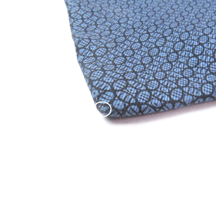 Excellent HERMES tie Geometric all-over wide tie blue silk mens 7695 OA