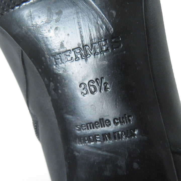 Great HERMES short boots Saint Germain kelly buckle black leather Women 36.5
