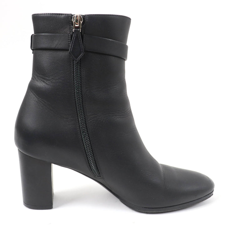 Great HERMES short boots Saint Germain kelly buckle black leather Women 36.5