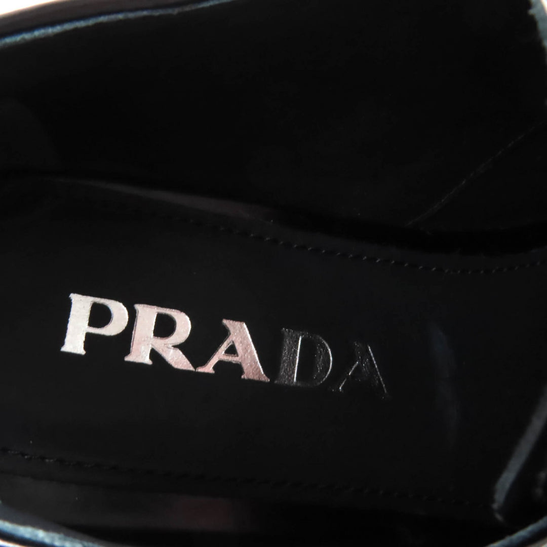 Great PRADA Dress shoes Back logo platform lace-up black leather Women 35.5