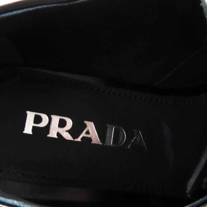 Great PRADA Dress shoes Back logo platform lace-up black leather Women 35.5
