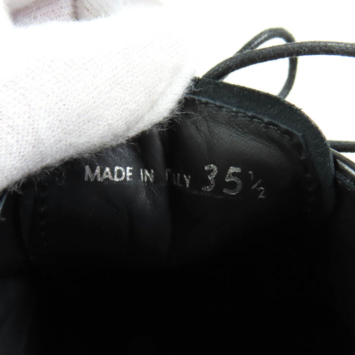 Great PRADA Dress shoes Back logo platform lace-up black leather Women 35.5