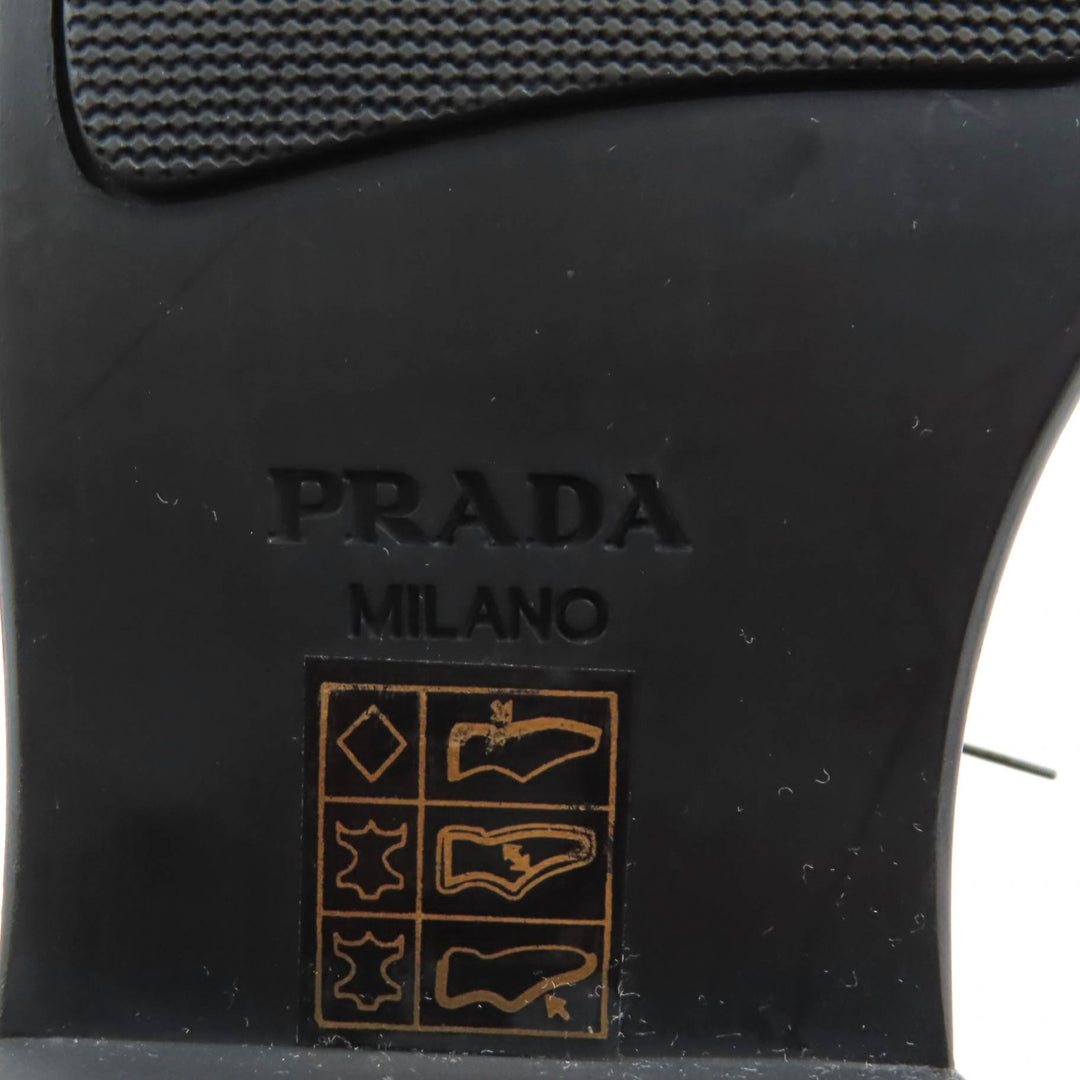 Great PRADA Dress shoes Back logo platform lace-up black leather Women 35.5