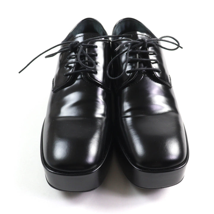 Great PRADA Dress shoes Back logo platform lace-up black leather Women 35.5