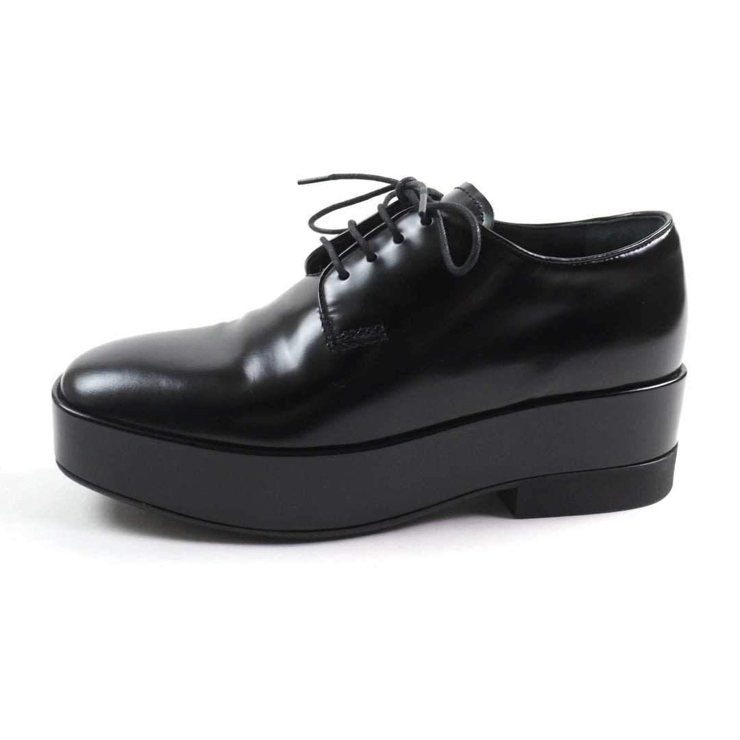 Great PRADA Dress shoes Back logo platform lace-up black leather Women 35.5