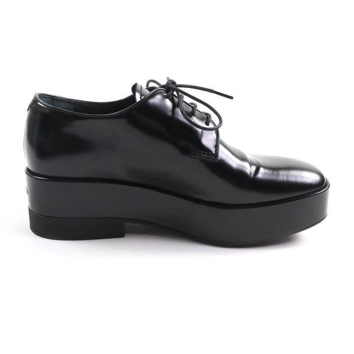 Great PRADA Dress shoes Back logo platform lace-up black leather Women 35.5