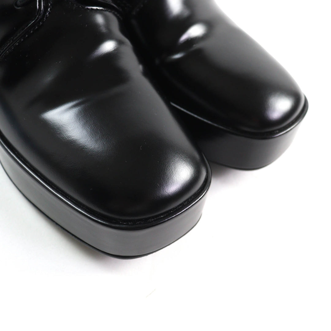 Great PRADA Dress shoes Back logo platform lace-up black leather Women 35.5