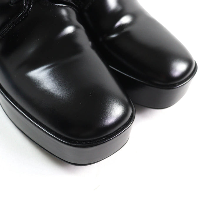 Great PRADA Dress shoes Back logo platform lace-up black leather Women 35.5