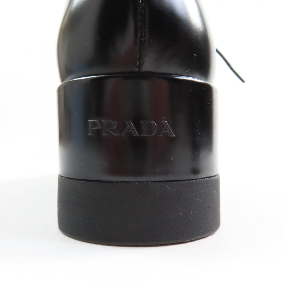 Great PRADA Dress shoes Back logo platform lace-up black leather Women 35.5