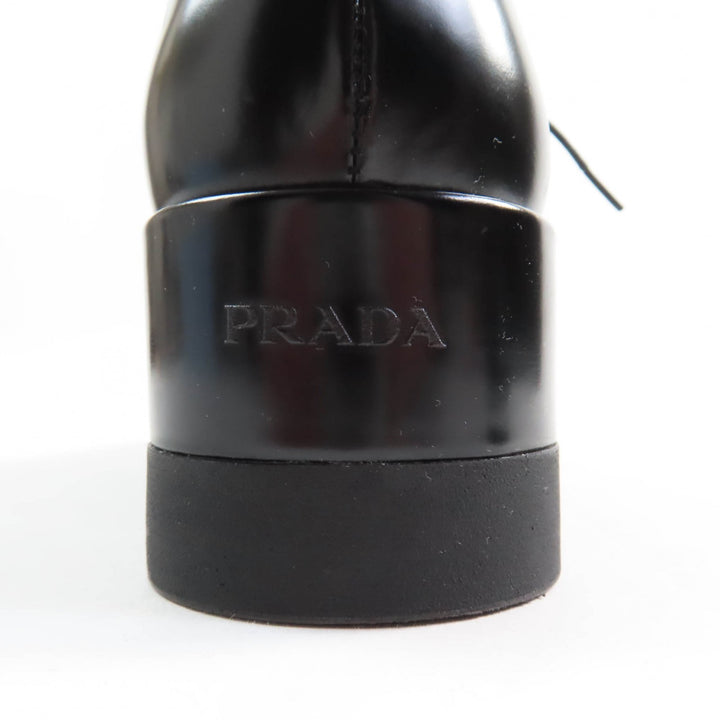 Great PRADA Dress shoes Back logo platform lace-up black leather Women 35.5