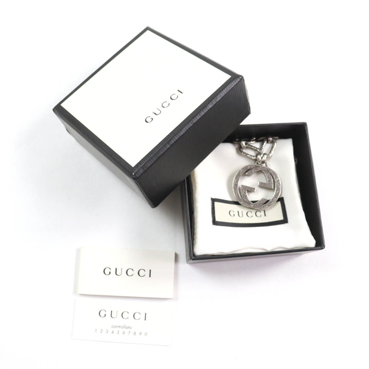 Great GUCCI Necklace Interlocking G Arabesque Long Chain Silver AG925 Women