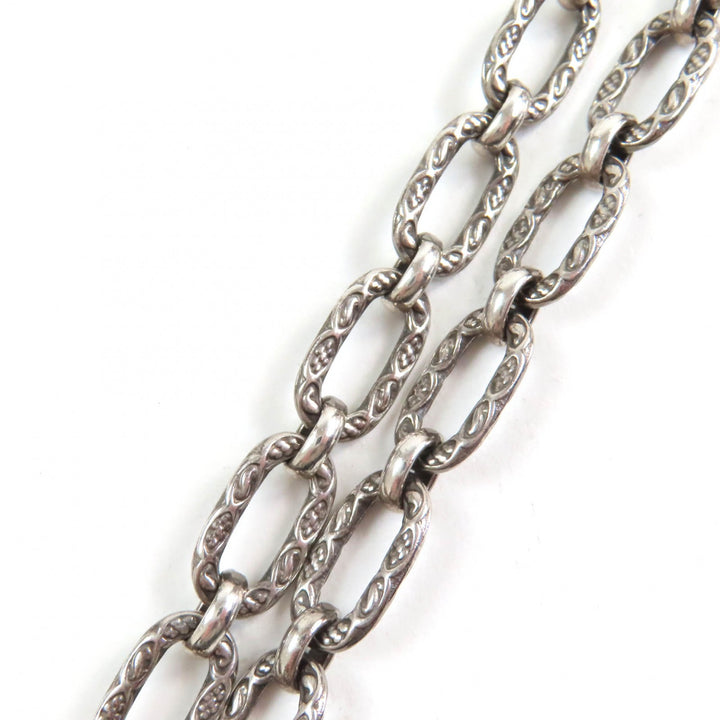 Great GUCCI Necklace Interlocking G Arabesque Long Chain Silver AG925 Women