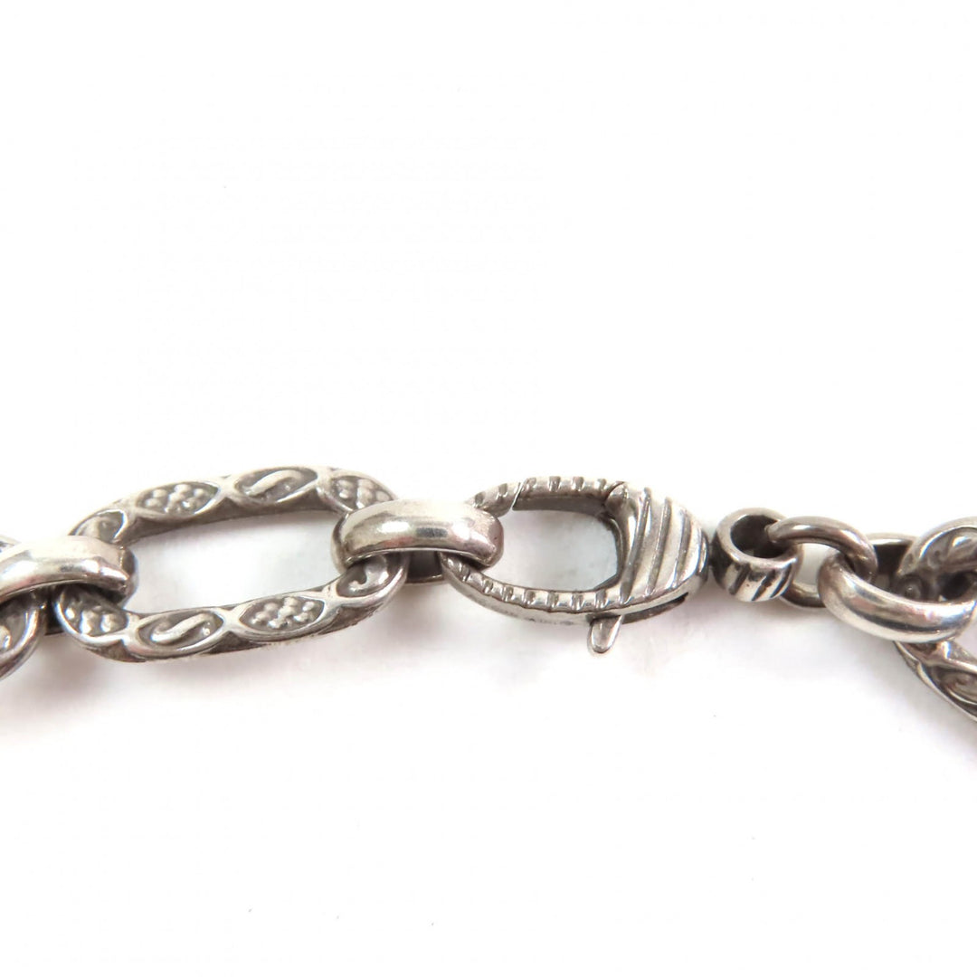 Great GUCCI Necklace Interlocking G Arabesque Long Chain Silver AG925 Women