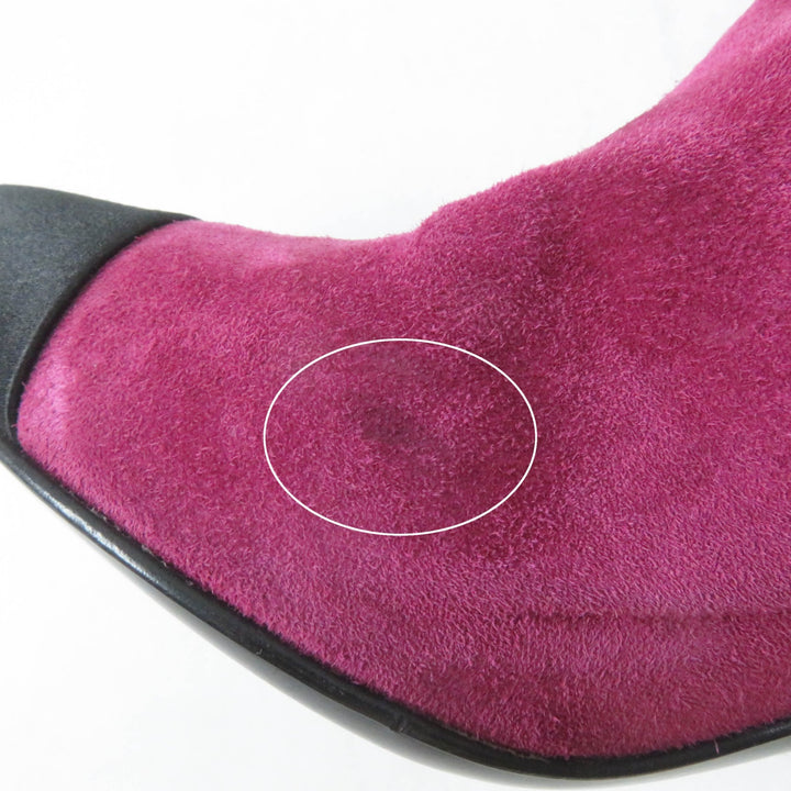 Great CHANEL boots COCO Mark embroidered Purple black Suede leather Women 35